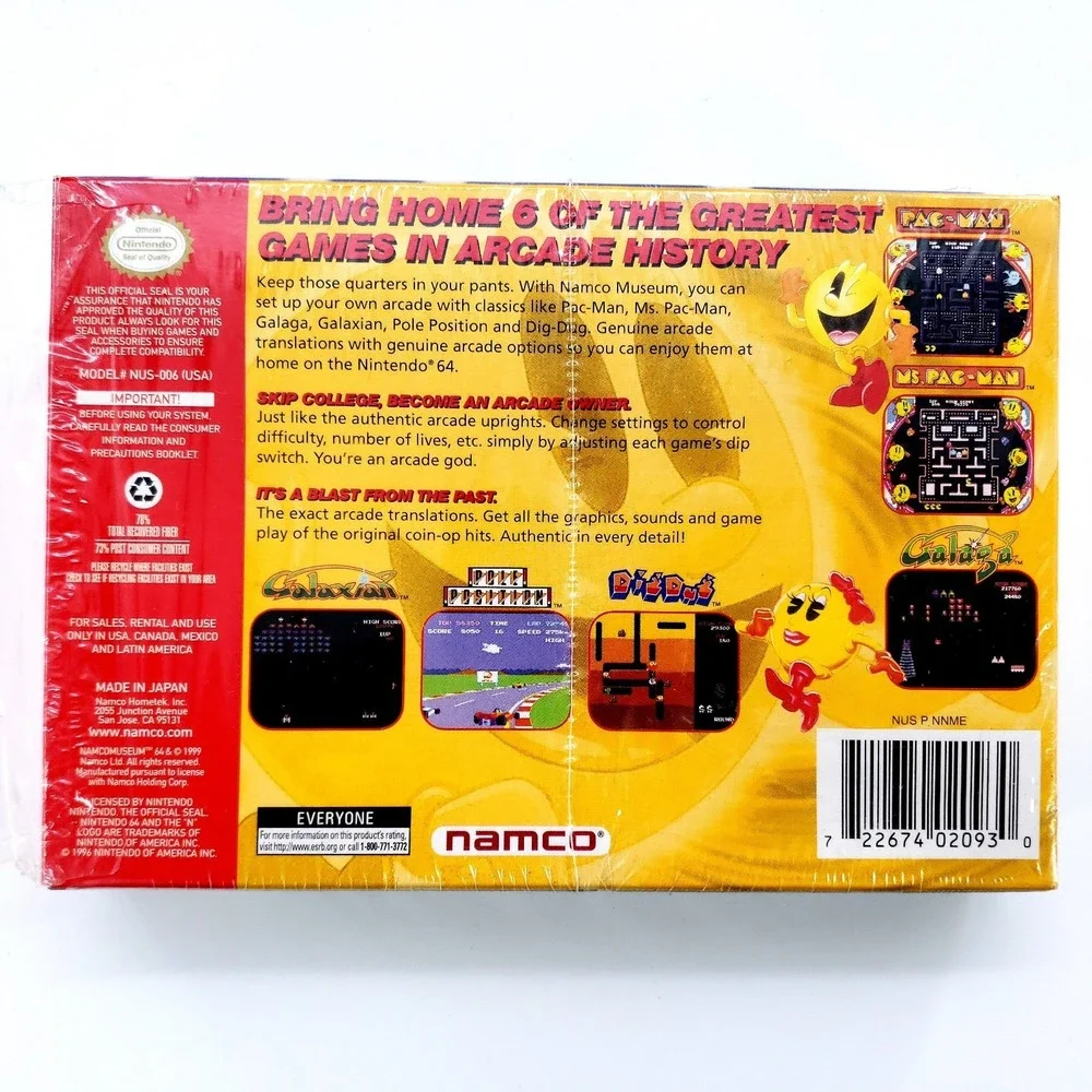 Namco Museum 64 (Nintendo 64, 1999) Authentic Complete Tested & Works